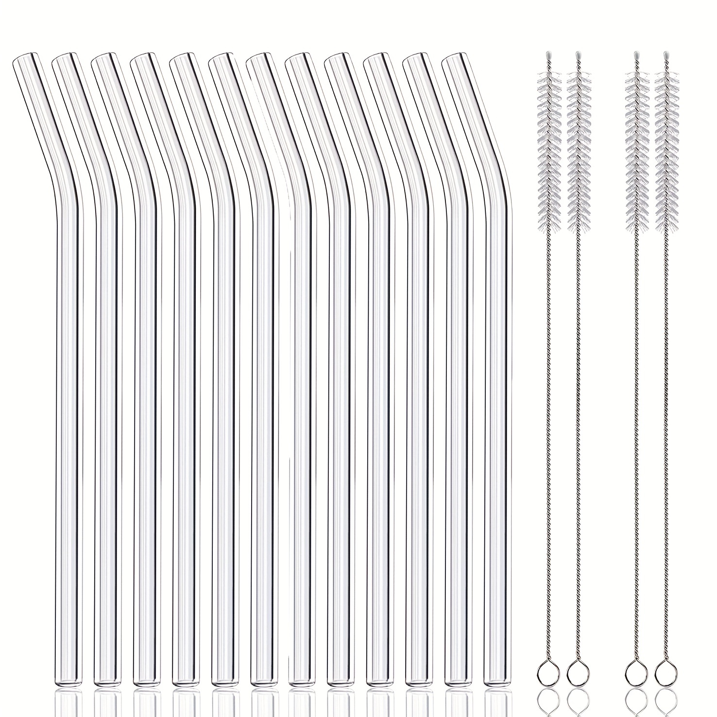 Glass Straws, Reusable Glass Drinking Straws, Long, Including 6 Straight  And 6 Bent With 4 Cleaning Brush, Clear Glass Straws Reusable - Temu