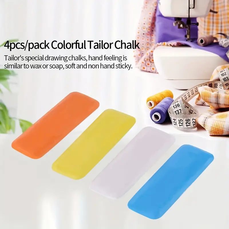 2-Pack Fabric Chalk Markers for Sewing and Quilting - White and Yellow Sewing Chalk for Fabric for Easy and Consistent Erasable Marking - Tailors