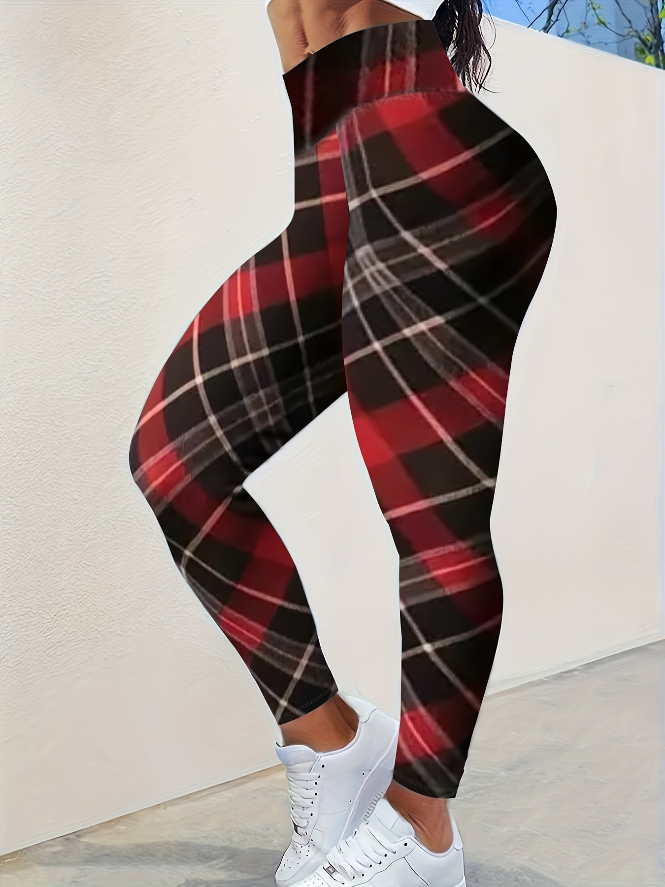 Womens Red Plaid Tartan Leggings – Found By Me - Everyday Clothing