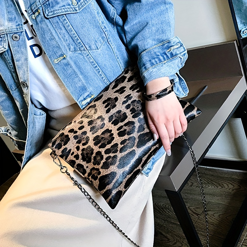 Trendy Suitcase Shaped Box Bag, Leopard Pattern Crossbody Bag, Mini Square  Purse With Zipper - Temu