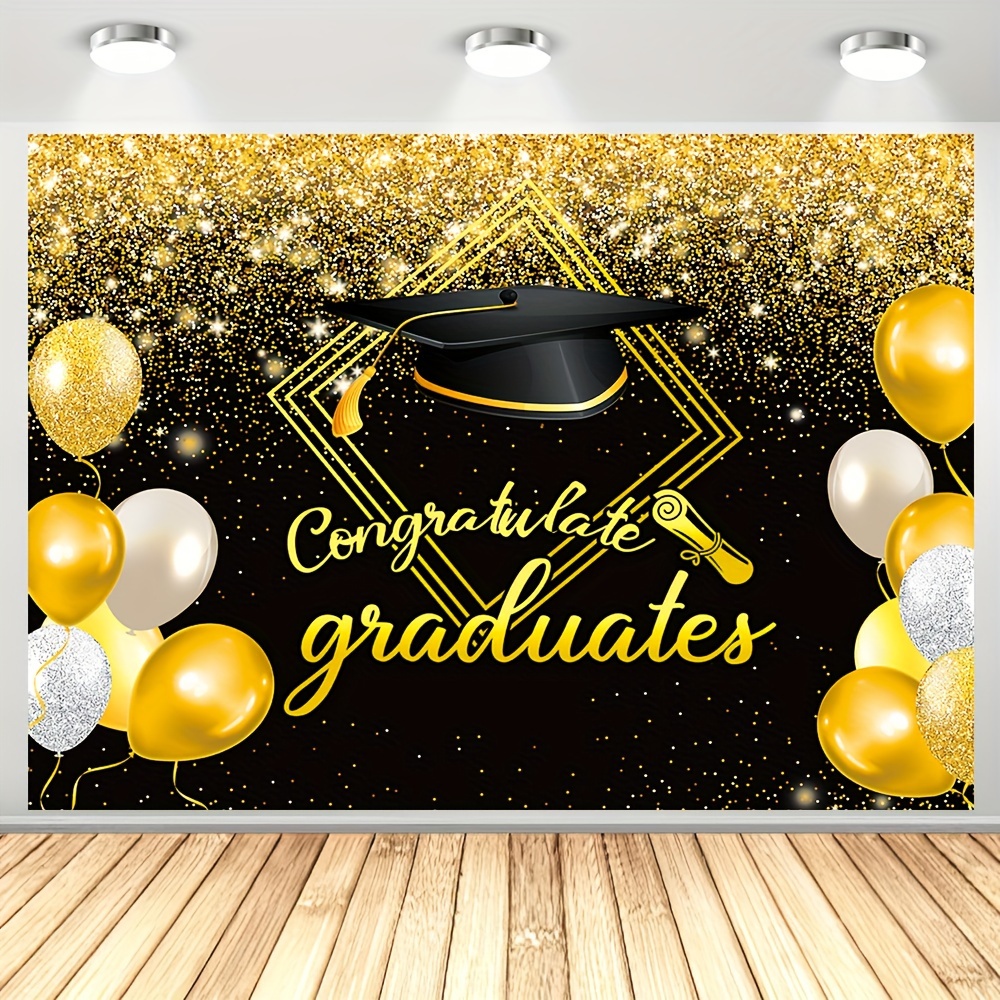 Ballon de fond à paillettes noir et or, décor de fête de remise de diplôme,  arrière-plan de Photo de classe 2020