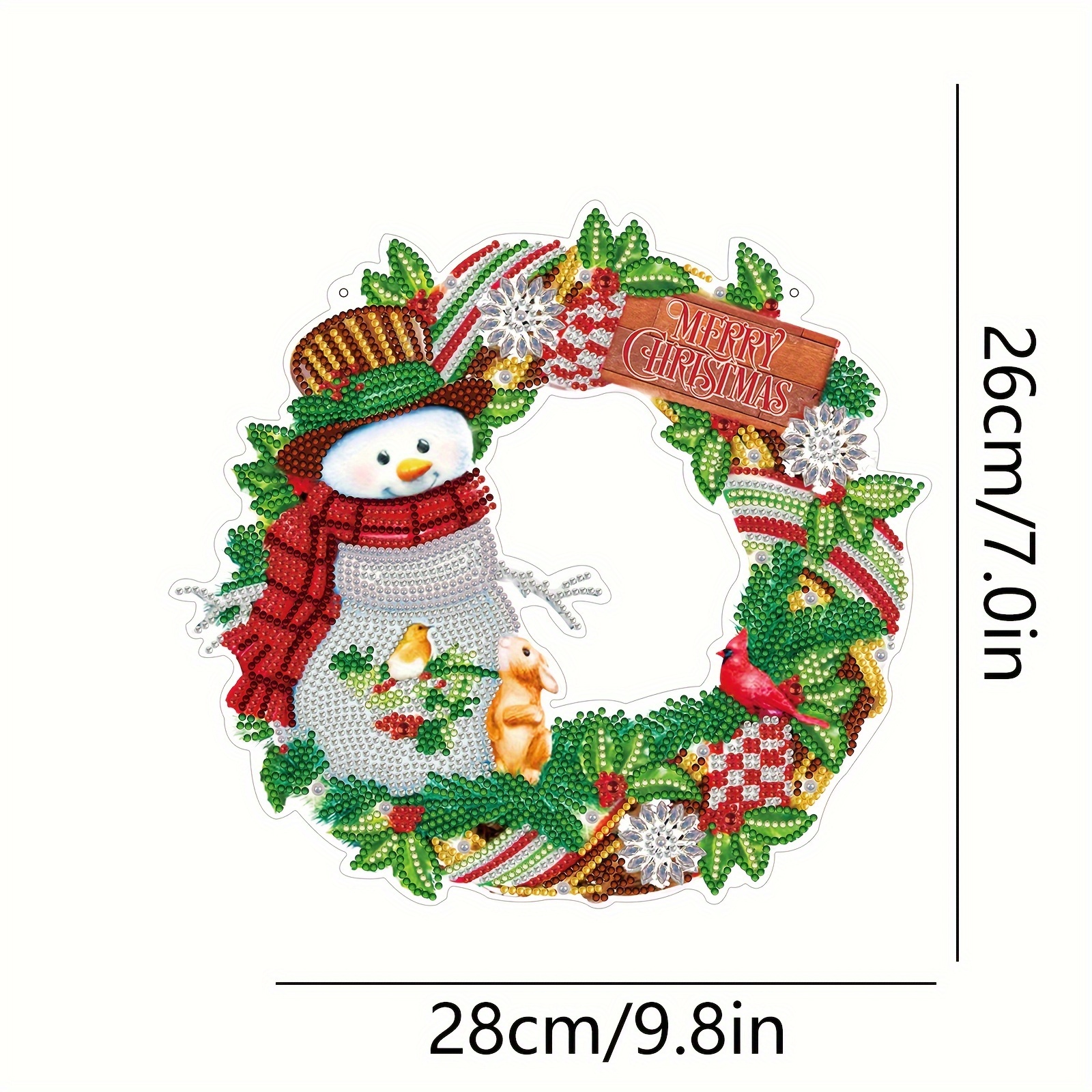 1pc Diamond Painting Pendant Christmas Wall Decor Wreath Christmas