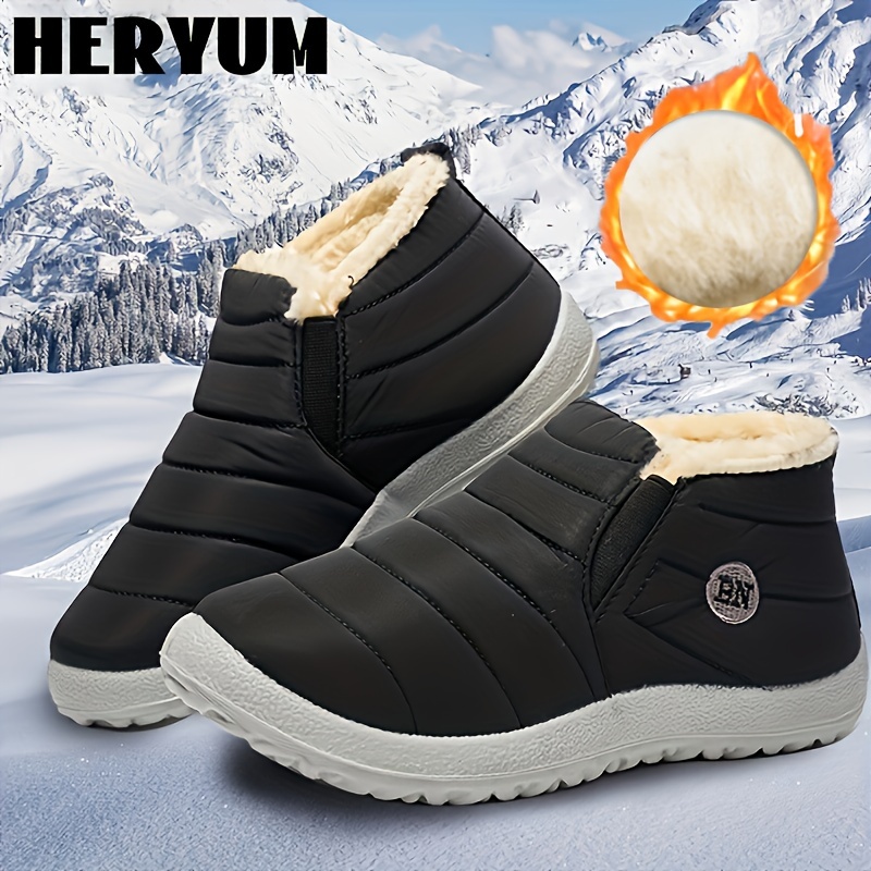 Fur Lined Ankle Boots for Womens US Chunky Heel Flat Heel Booties Side  Zipper Faux Leather Winter Warm Snow Shoes Work Wedding Ankle Boots Walking