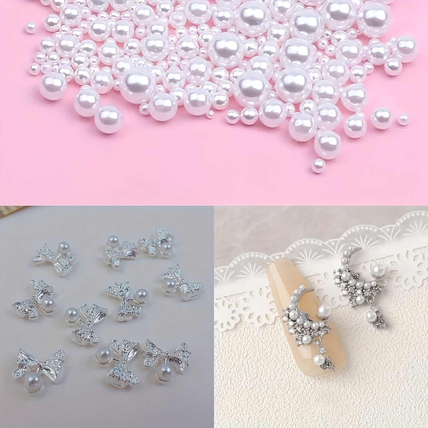 Flatback Art Pearls For Art Decoration,half Round For Makeup Pearls For  Crafting Accessory - Temu