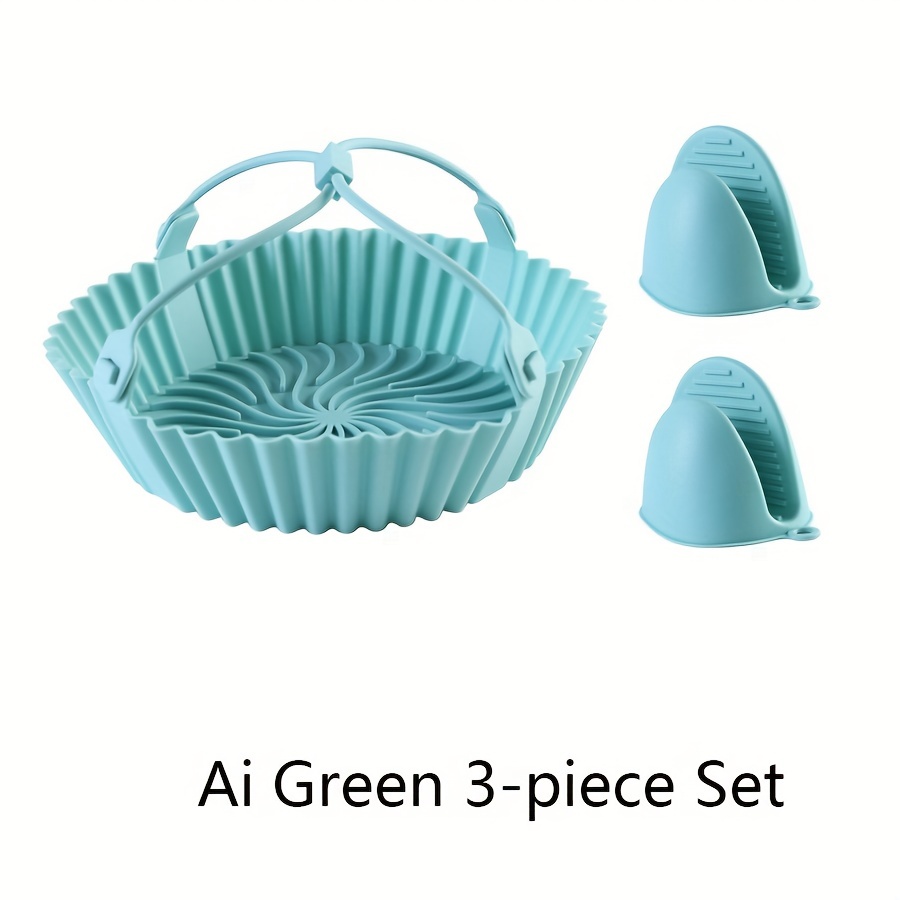 Accessoire Air Fryer (20.5cm), 2Pcs Pot en Silicone pour Friteuse à Air,  Air Fryer Silicone Pot Panier, Micro-Ondes, Le Moule à Gâteau (jaune et  vert)