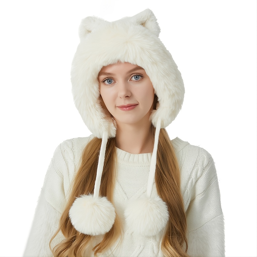 Handmade Cat Ears Pompom Knitted Beanie – kawaiienvy