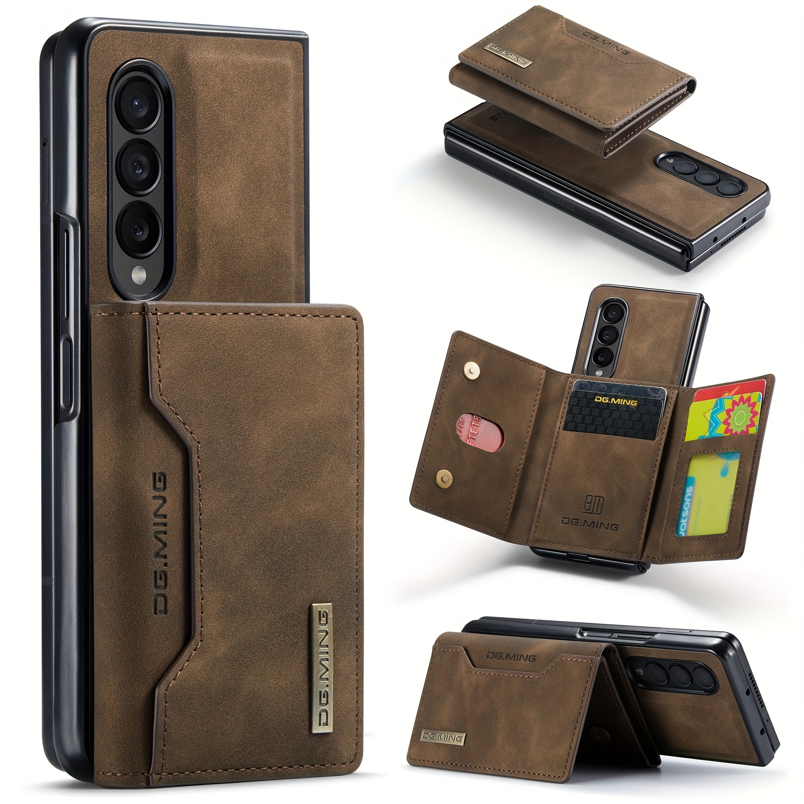 L V Premium Leather Case with Back Stand Z Fold 4 