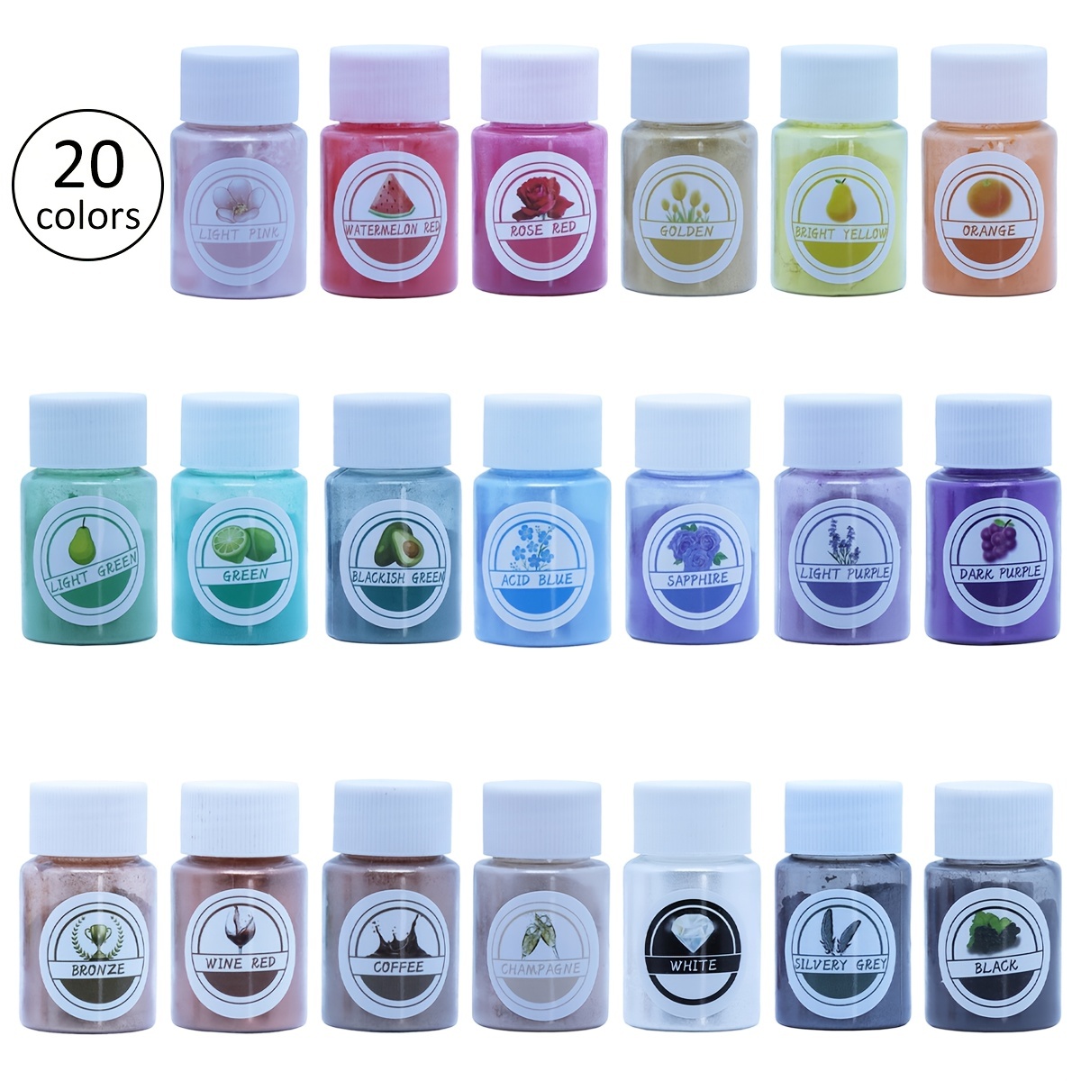 20 Colors Resin Epoxy Dye Pigment Powder Pearl Natural Mica Mineral Powder  US