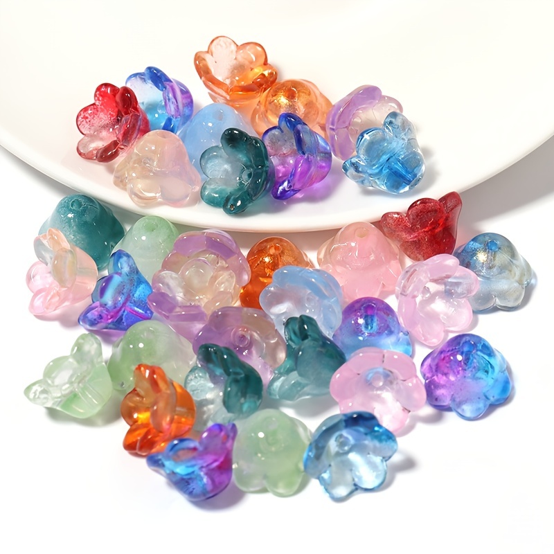 30pcs Glass Flower Bead Caps for Jewelry Making Hairpin Accessories 