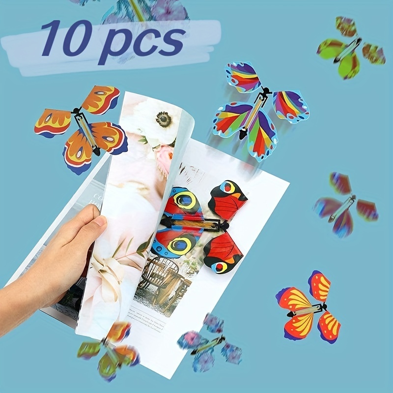 10 PCS Magic Wind Up Flying Butterfly Surprise Box in The Book Rubber Band  Powered Magic Flying Toy Surprise Gift