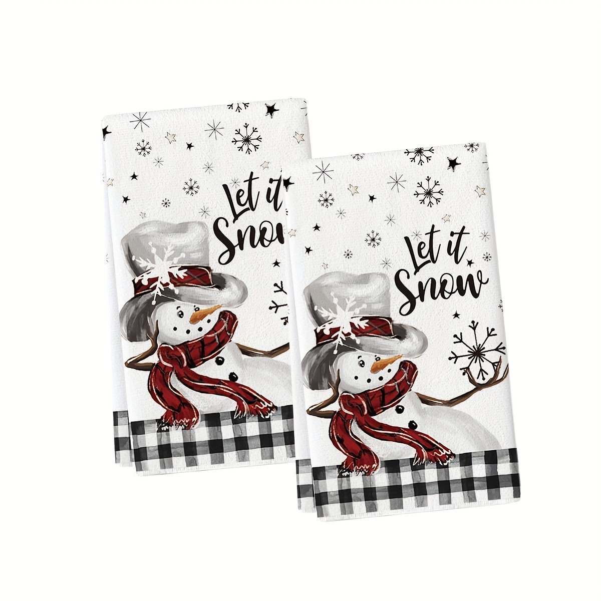 peony man Set of 4 Christmas Kitchen Towel Black and White Buffalo Plaid  Dish Towels Christmas Tree Truck Hand Towels Decorative Happy Holiday Tea
