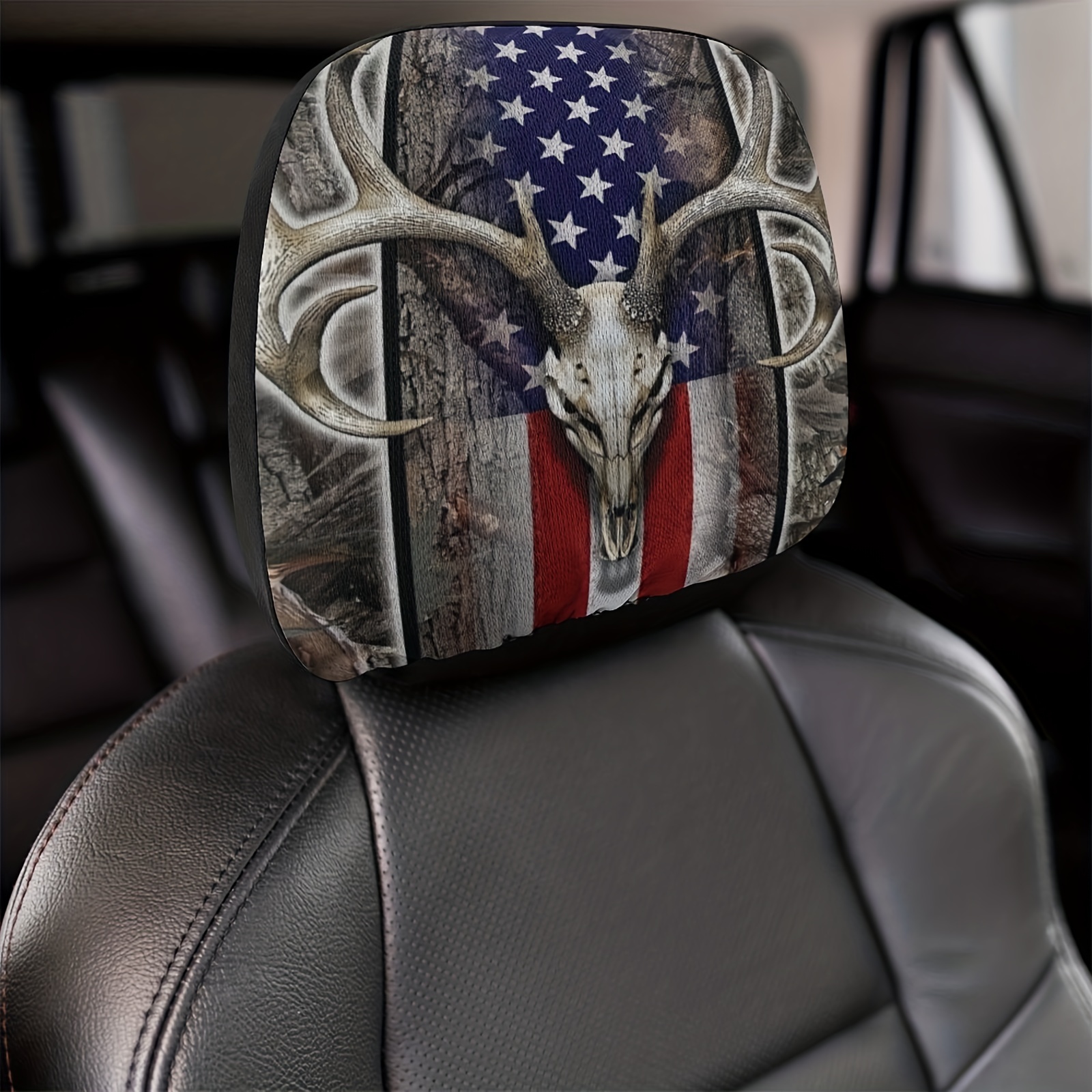 American Flag Wood Deer Printed Car Headrest Covers, Car Decoration  Accessories - Temu Germany