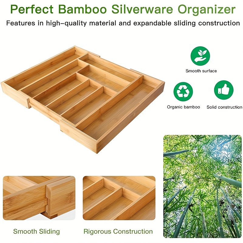  KitchenEdge - Organizador de cubiertos y utensilios de alta  calidad para cajones de cocina, 100% bambú : Hogar y Cocina