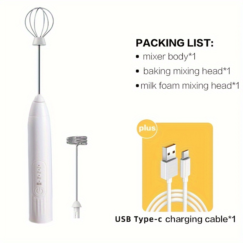 USB Rechargeable Milk Frother Handheld Double Whisk Foam Maker