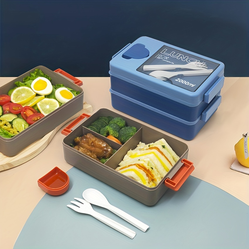 The Perfect Bento Box: 2-layer Lunch Containers With Spoon & Fork,  Leak-proof, Microwavable & Dishwasher Safe! - Temu