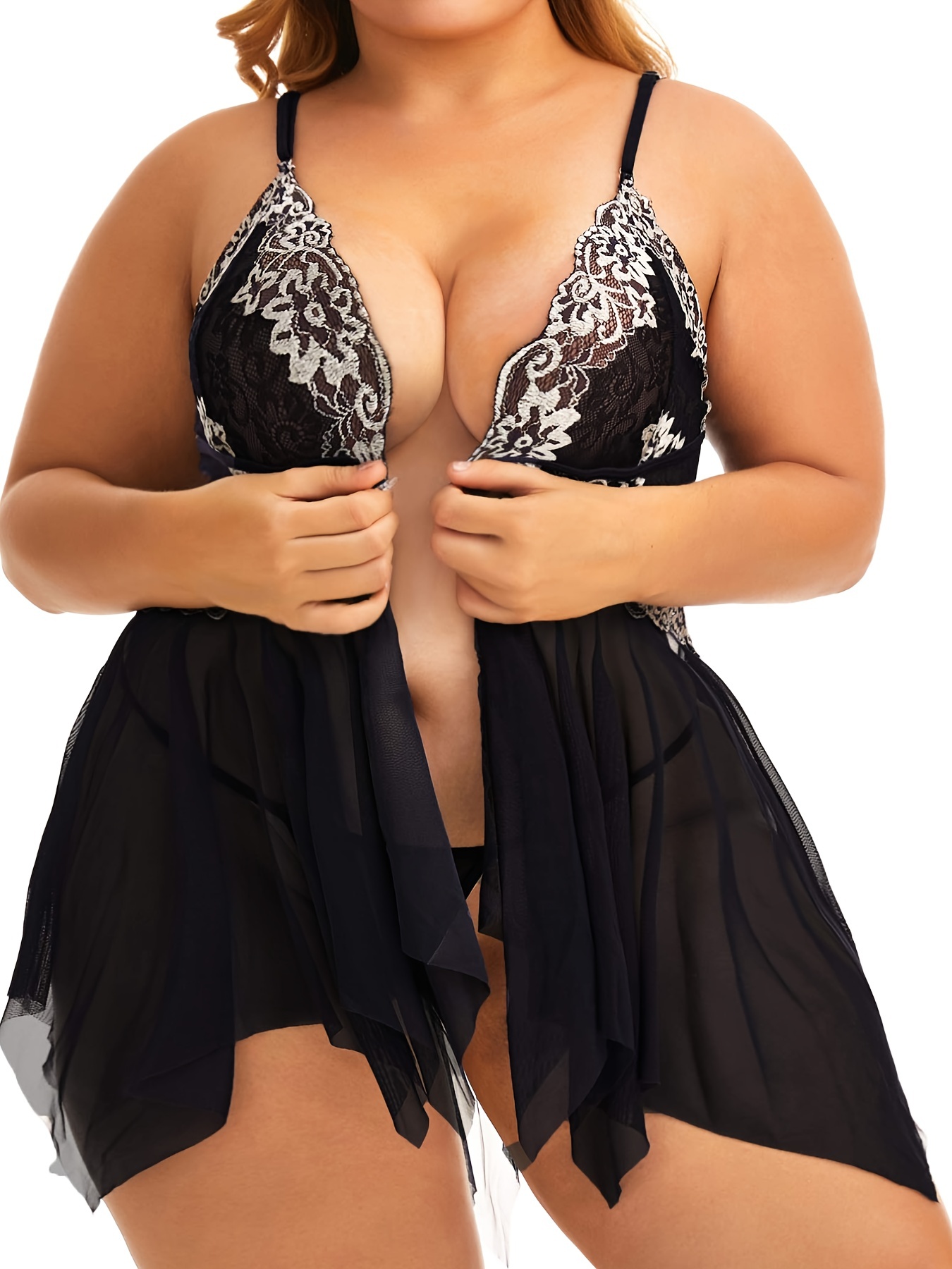 Women Sexy Plus Size Faux Leather Lace Babydoll Lingerie Dress Set, Shop  Today. Get it Tomorrow!