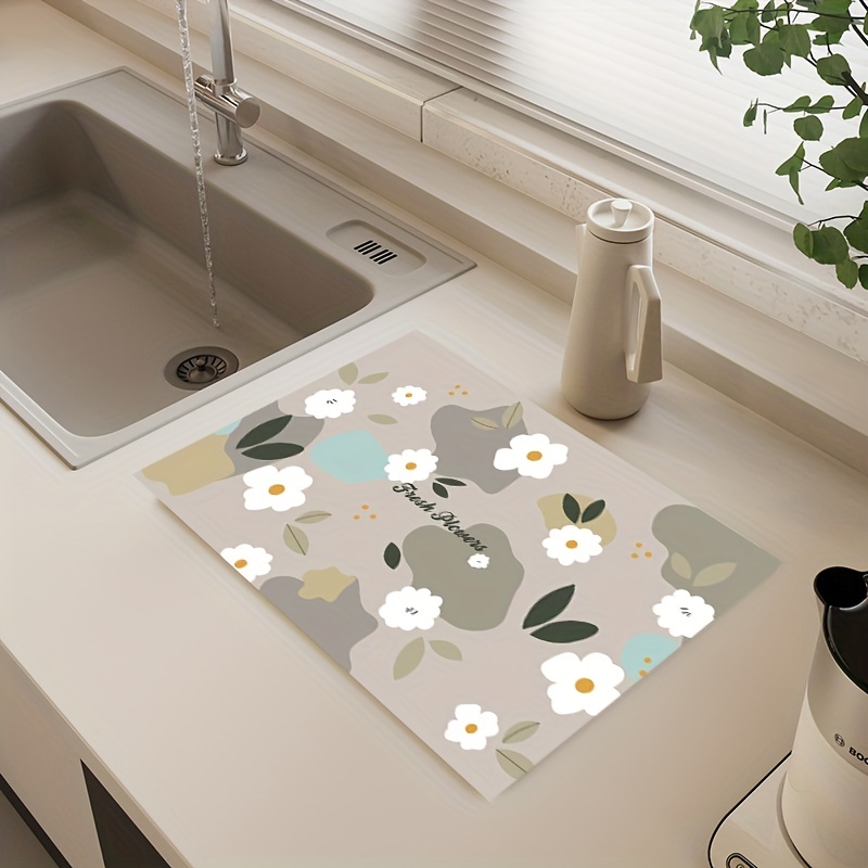 Quick Drying Sink Pad Sink Protector Kitchen Table Anti Slip TPR Sink Mat  Dishes Heat Insulation