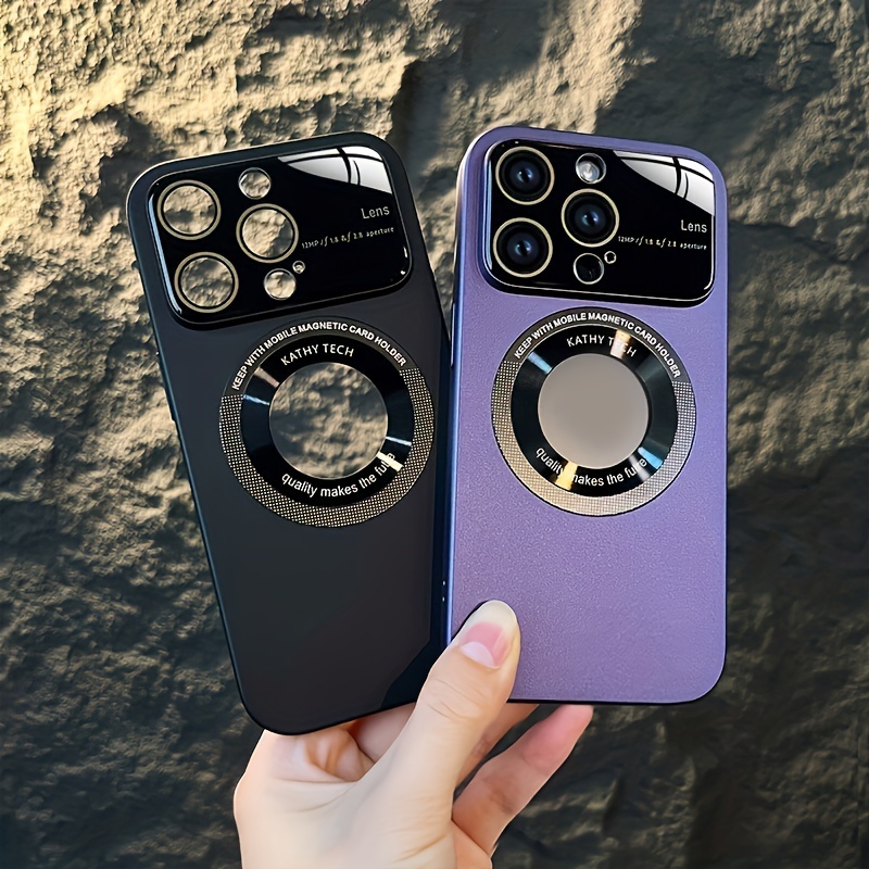 Funda compatible con iPhone 13 Pro Max con protector de lente de cámara,  vista de logotipo para mujeres y hombres, cubierta trasera transparente