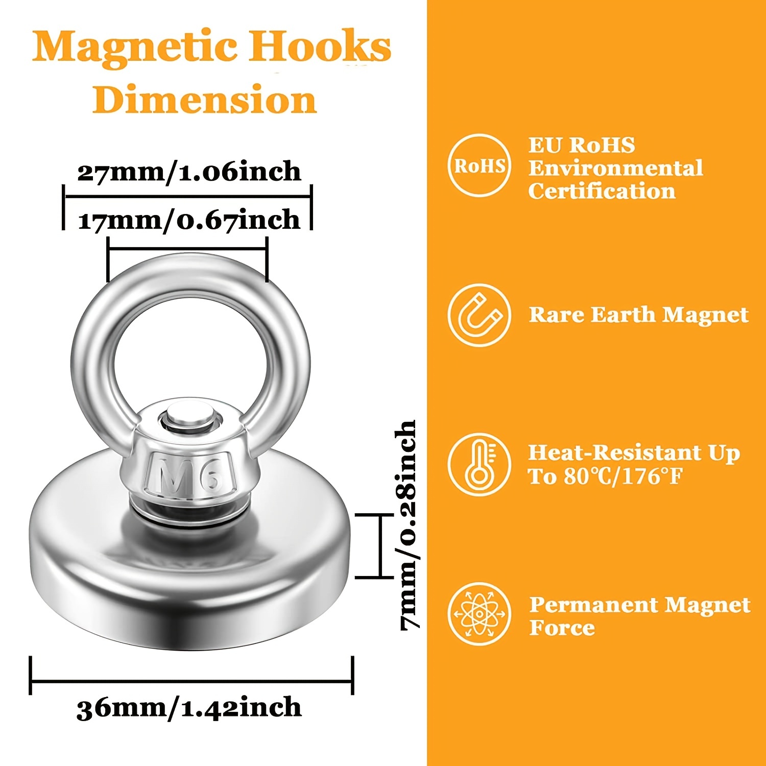 20Pcs Powerful Magnetic Hooks Portable Super Strong Fishing Magnets Wall  Hanging Heavy Duty Magnetic Hook For Kitchen Storehouse