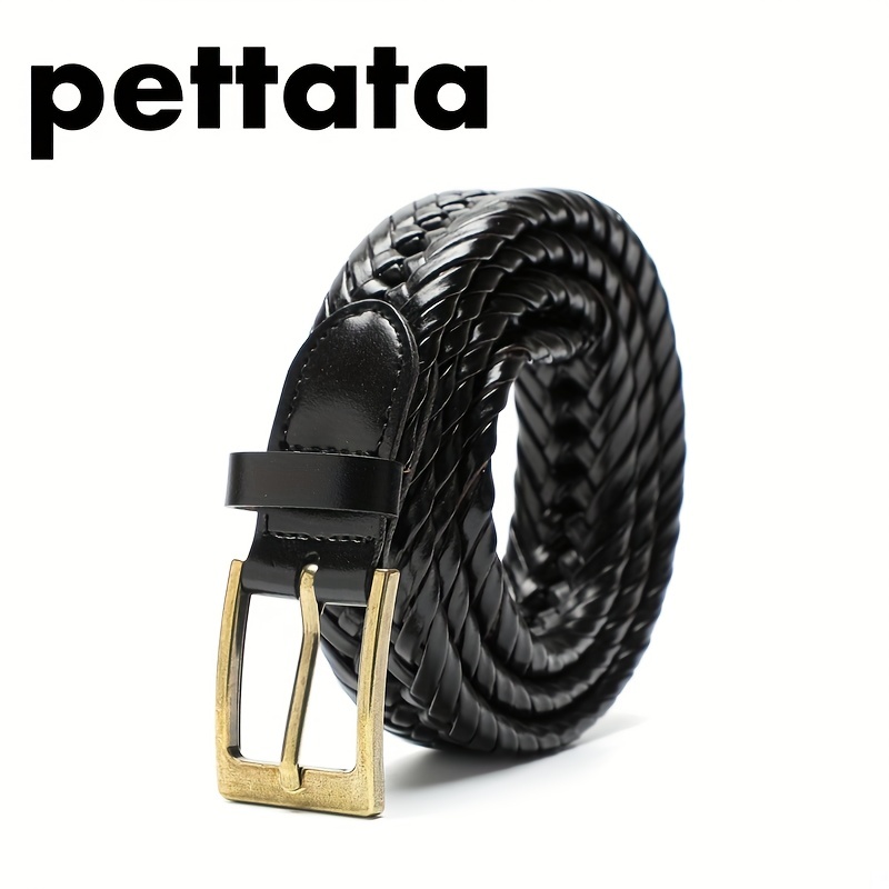 Pettata Fashion Mens Braided Belt Leather Decorative Jeans Pants