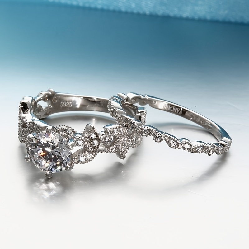 Alloy Wedding Engagement Ring Set
