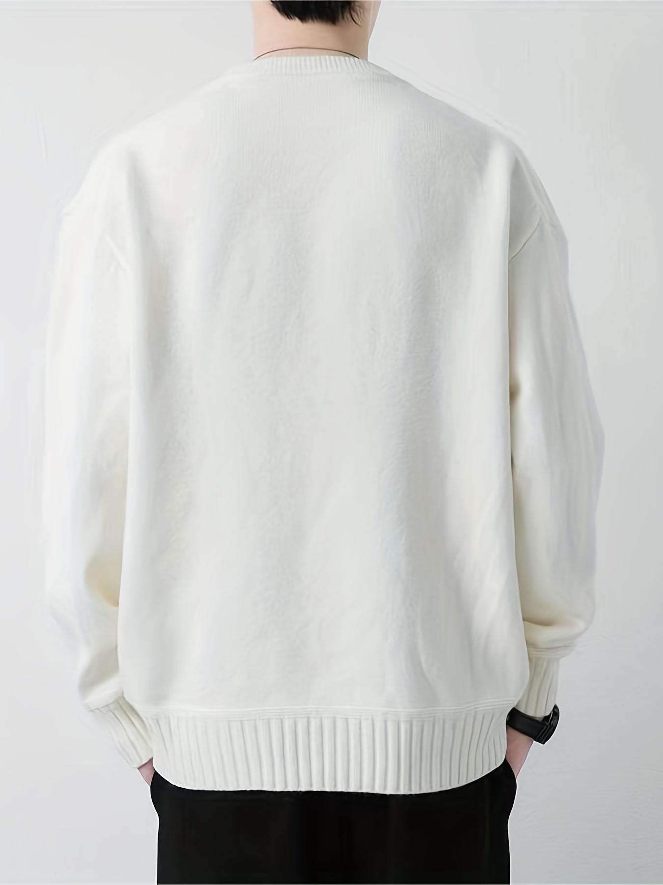 All Match Knitted Sweater, Men's Casual Warm Slightly Stretch Crew Neck  Pullover Sweater For Fall Winter - Temu New Zealand