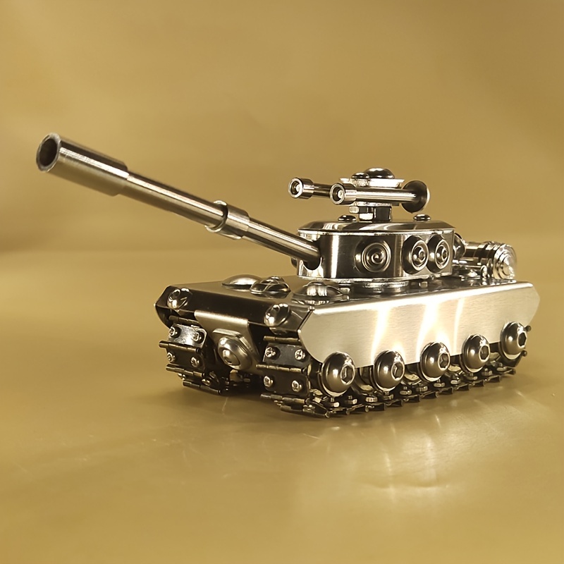 Original Handmade Tank Model Toy, Stainless Steel Military Model Craft  Decoration, Creative Gift, Tower Rotating Crawler Tank Toy