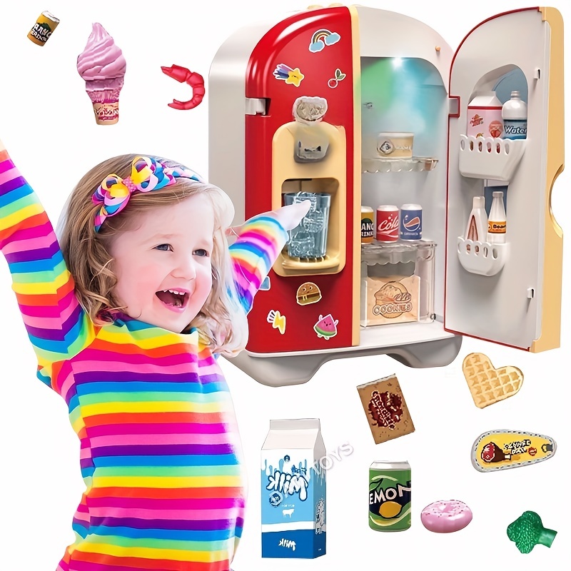 Juguetes de cocina, refrigerador con dispensador de hielo, aparato de juego  de simulación para niños, juego de cocina con juego de cocina, accesorios