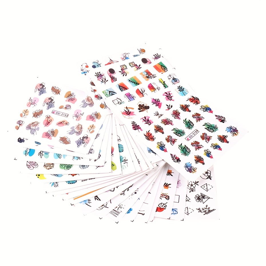 24 Sheets Summer Flower Nail Art Stickers Self Adhesive Decals