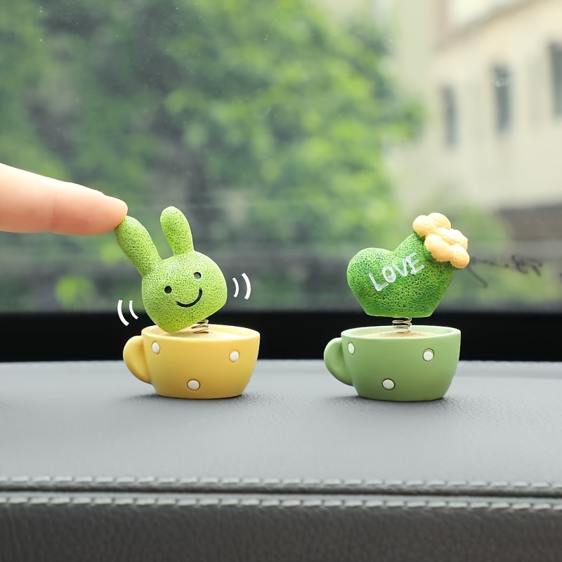 4 pièces Mignon Ressort Voiture Décoration , animal & Design Cactus En  Résine Mini Pot Ornement Pour Gâteau & Boulangerie