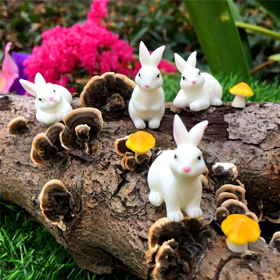 3 pièces lapin ornement Mini lapin statue lapin tenant une carotte résine  lapin statue mini jardin