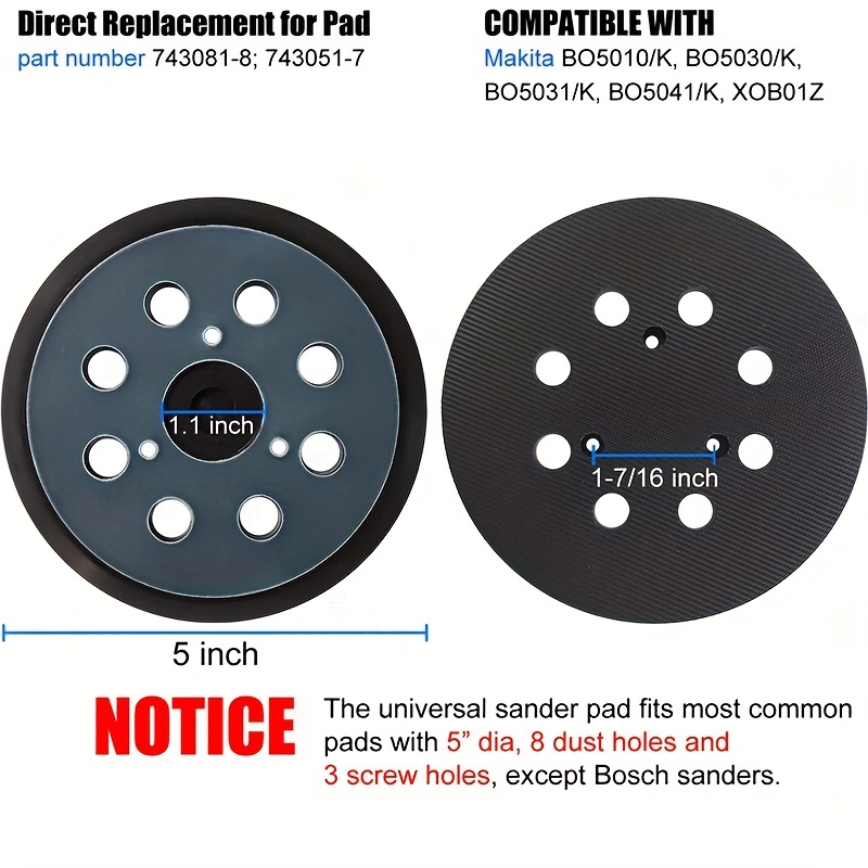 Dia 8 Hole Sander Hook Loop Replacement Sanding Pad Makita Temu