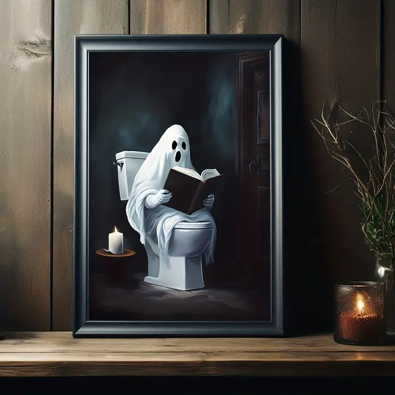 1 Affiche Toile Art Moderne Fantôme Assis Toilettes Affiche - Temu