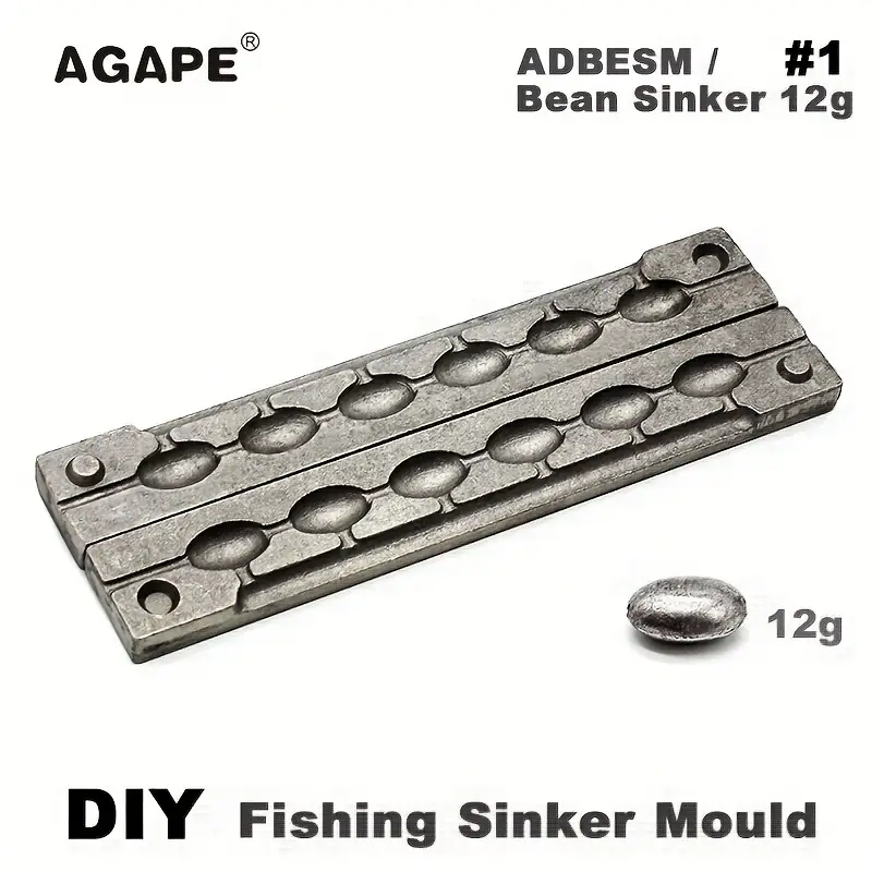 Adygil DIY Fishing Bean Sinker Mould - * 12g #1 Bean * with 6 Cavities