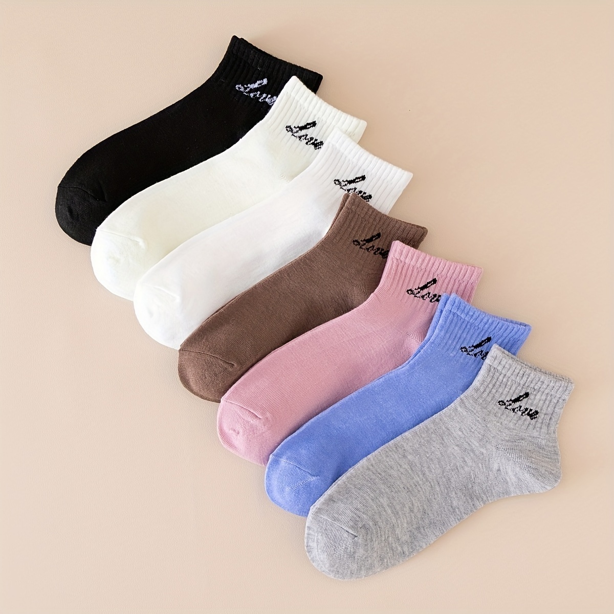 7 Pairs Women's Athletic Ankle Socks