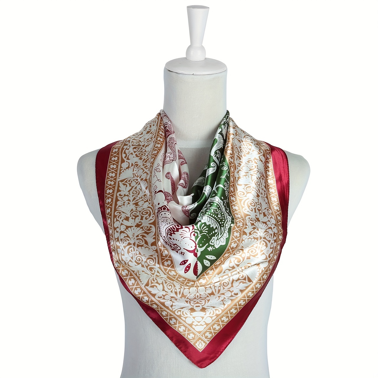 Boho Square Scarf Classic Block Silk Shawl Neckerchief Bandana