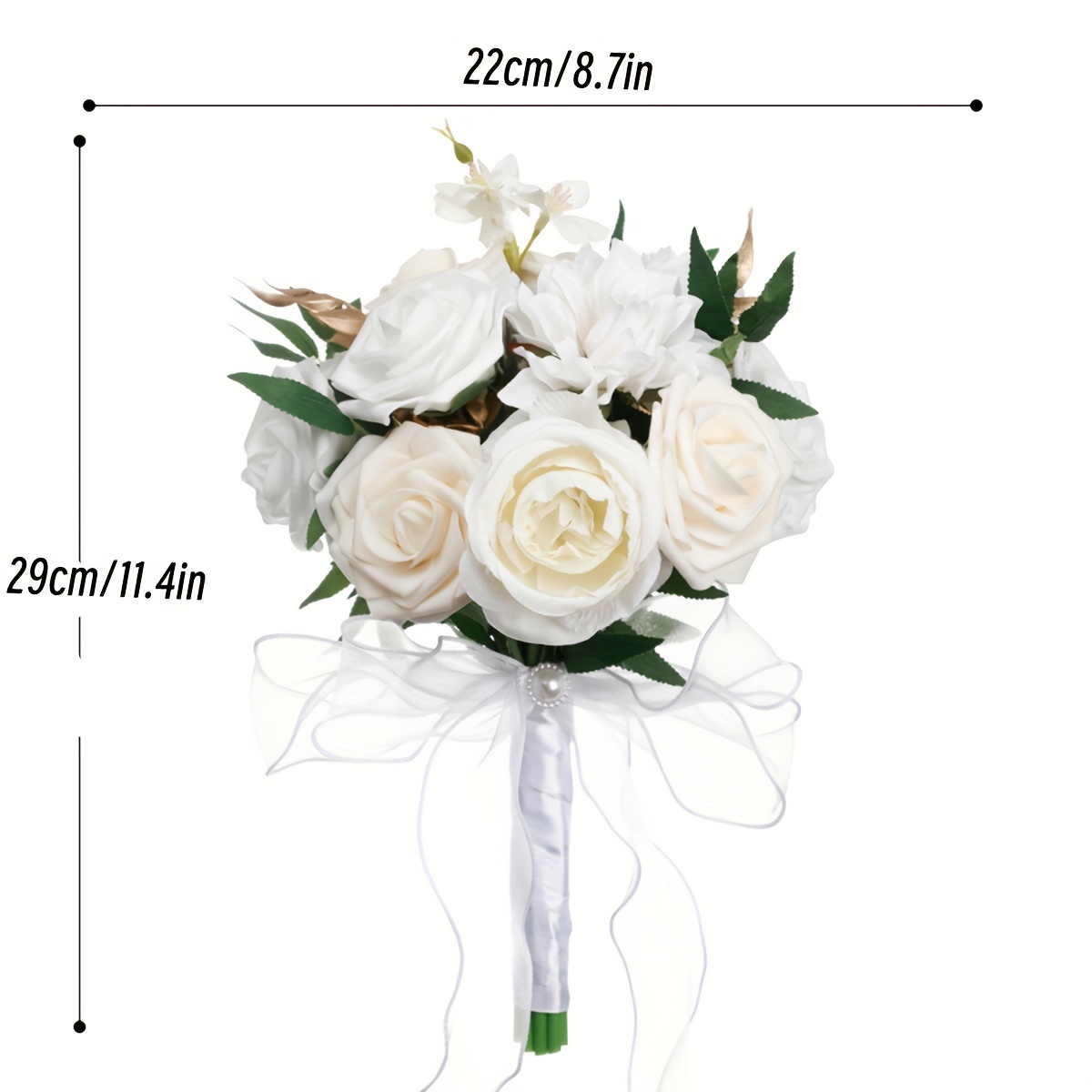 Wedding Bouquet With Lace Ribbons Artificial Rose Flower For - Temu