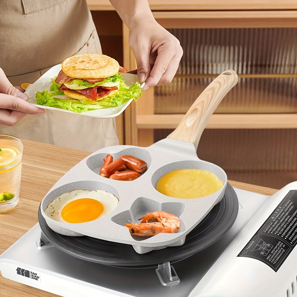 Frying Pan, Egg Burger Maker Pan, 3 Section Divided Grill Frying Pan Non  Stick Omelet Pan Cooking Pan For Breakfast - Temu