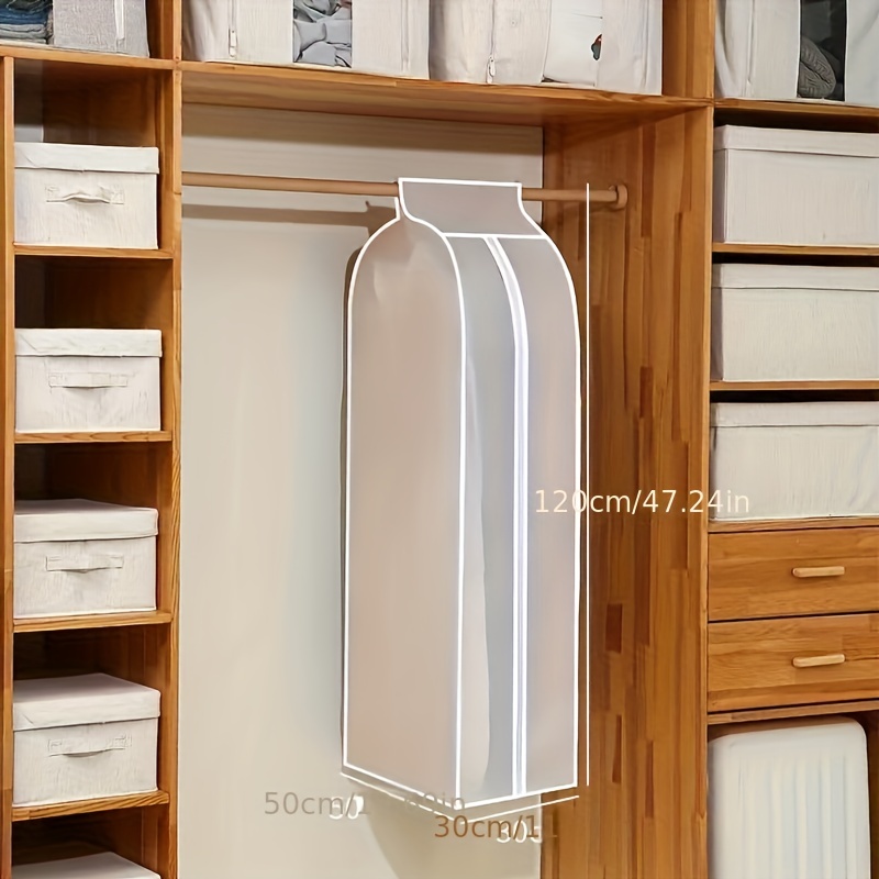 1 шт. чехол для одежды, пылезащитный, премиум-класса, утолщенный, сверхбольшой, органайзер для одежды, влагозащитный, пылезащитный, сумка для одежды на вешалке, костюм, пальто, куртка, органайзер для шкафа, закрытая нижняя часть, чехол для одежды, каркас не входит, детали 6