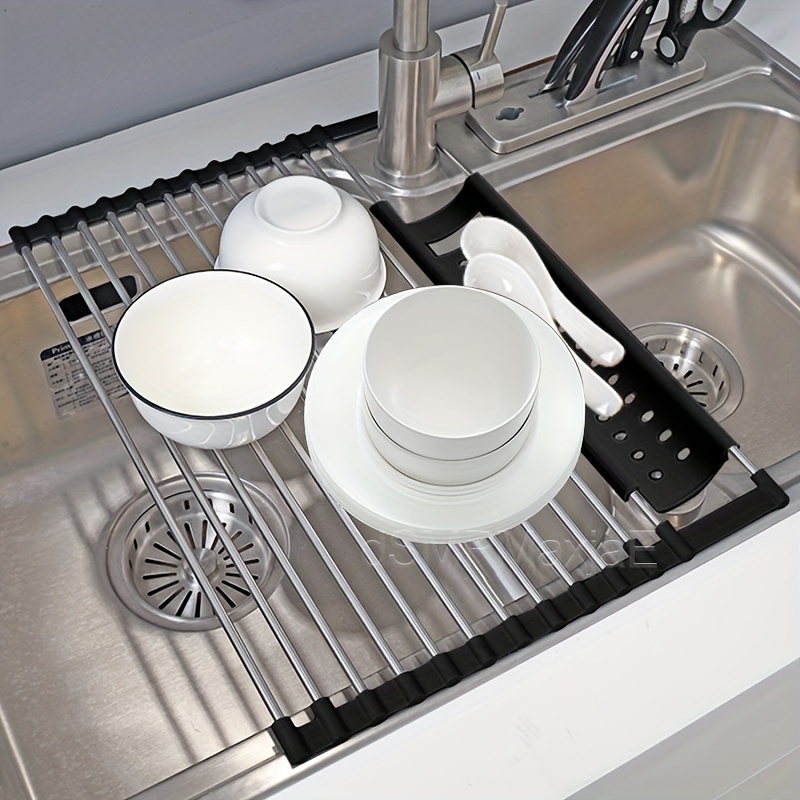 Roll up Drain Rack, Foldable Dish Drying Rack Over The Sink, Drain