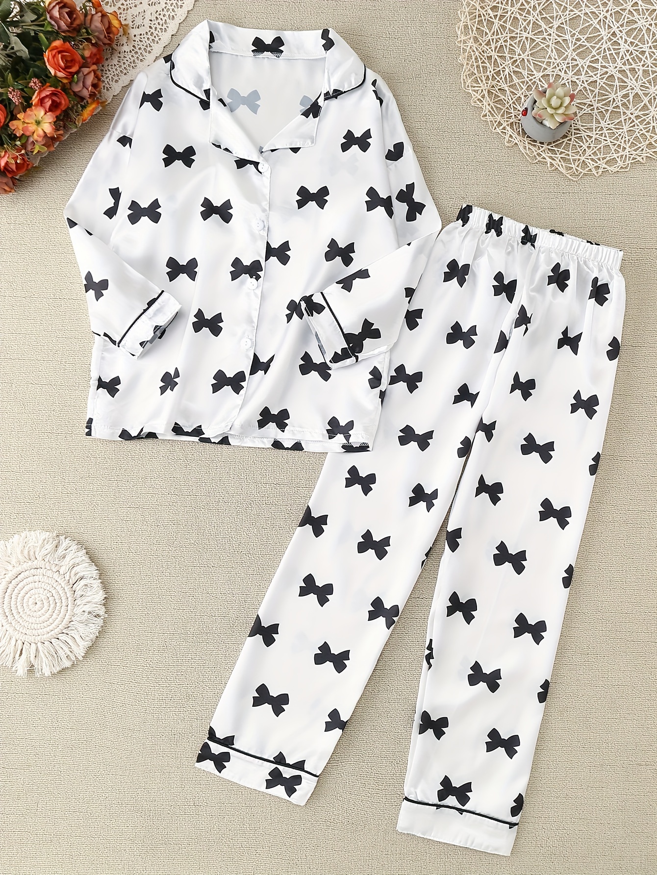 Girls Pajamas Set Comfortable Sleepwear Button Long Sleeves - Temu