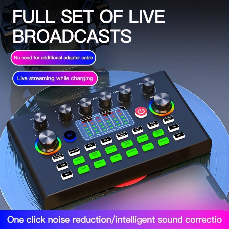  Tarjeta de sonido USB en vivo, 24 bits 192 kHz HD USB tarjeta  de sonido externa mezclador de audio digital portátil podcast equipo de  estudio para transmisión en vivo para OS