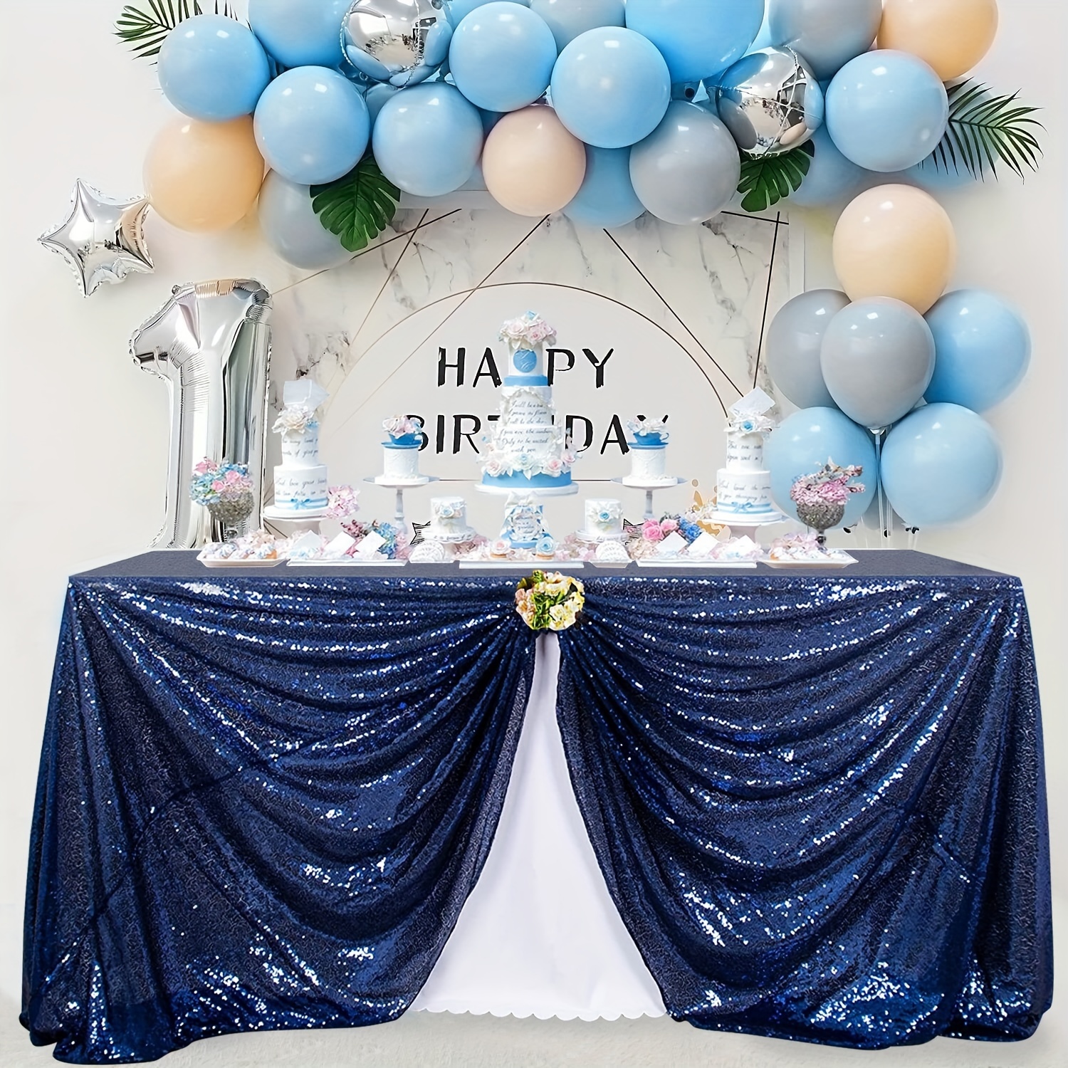 Nappe rectangulaire bleu marine haut de gamme pour mariage et fêtes -  Dragées Anahita