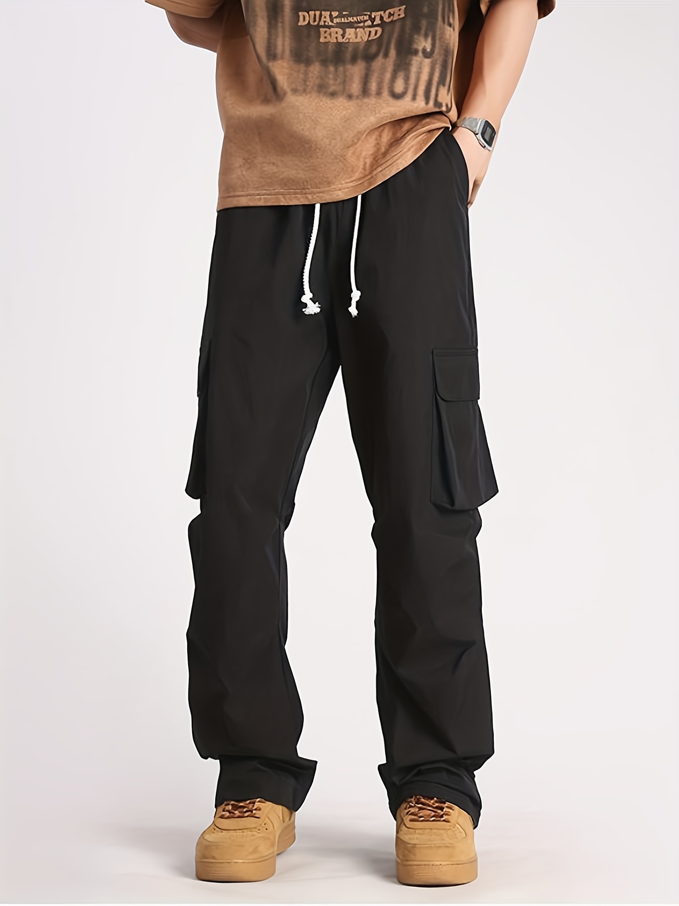 Men's Multi Flap Pocket Cargo Pants Loose Trendy Pants - Temu Australia