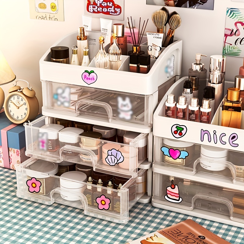 Stackable Desktop Storage Box Cosmetics Makeup Organizer - Temu