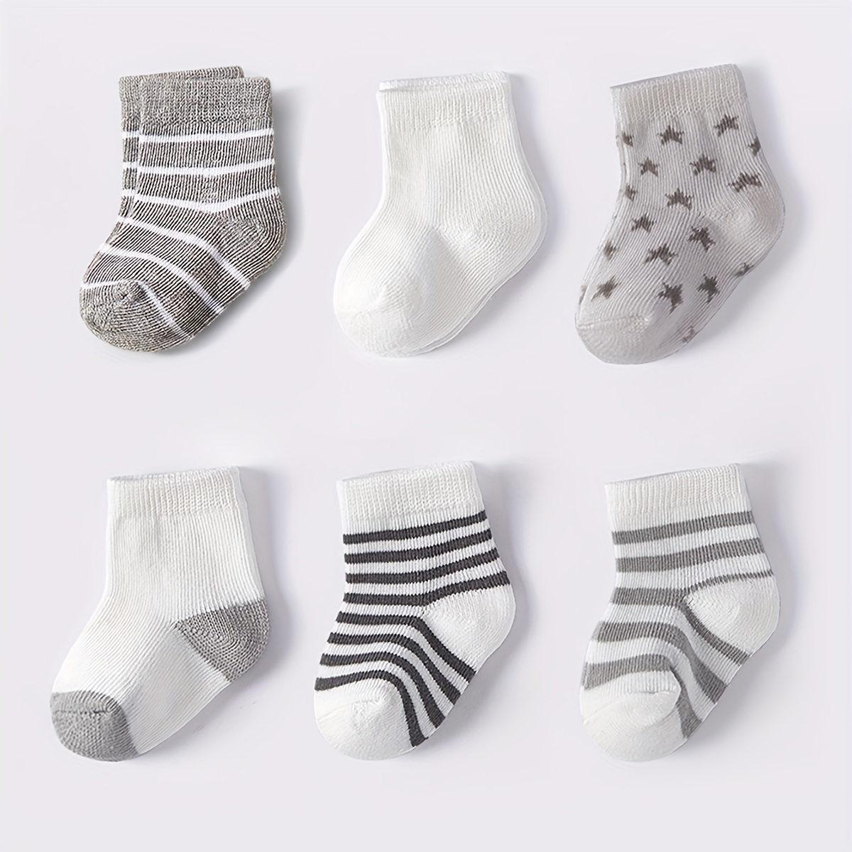 

6pairs Baby Boys Kids Star Striped Socks, Breathable Comfy Short Socks, Toddlers Children's Socks For All Seasons