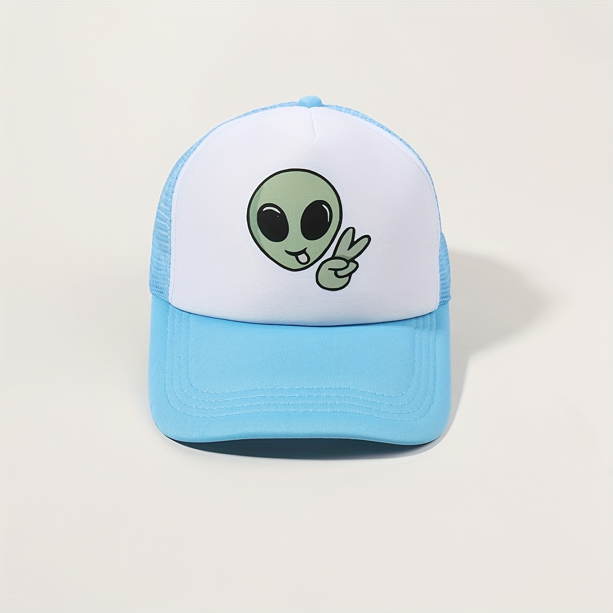 Alien Print Baseball Blue Mesh Breathable Trucker Hat - Temu Belgium