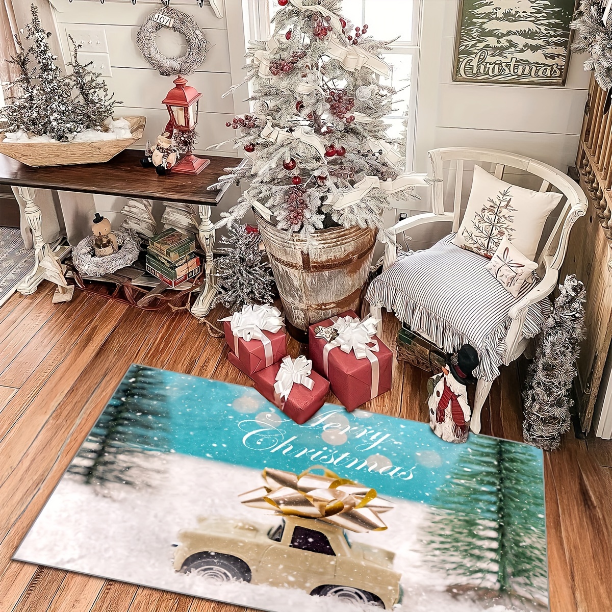 Christmas Door Mat Indoor Outdoor Non Slip Snow And Xmas Car Entryway Mat  Washable Entrance Door Mats Floor Carpet For Front Door Decor - Temu