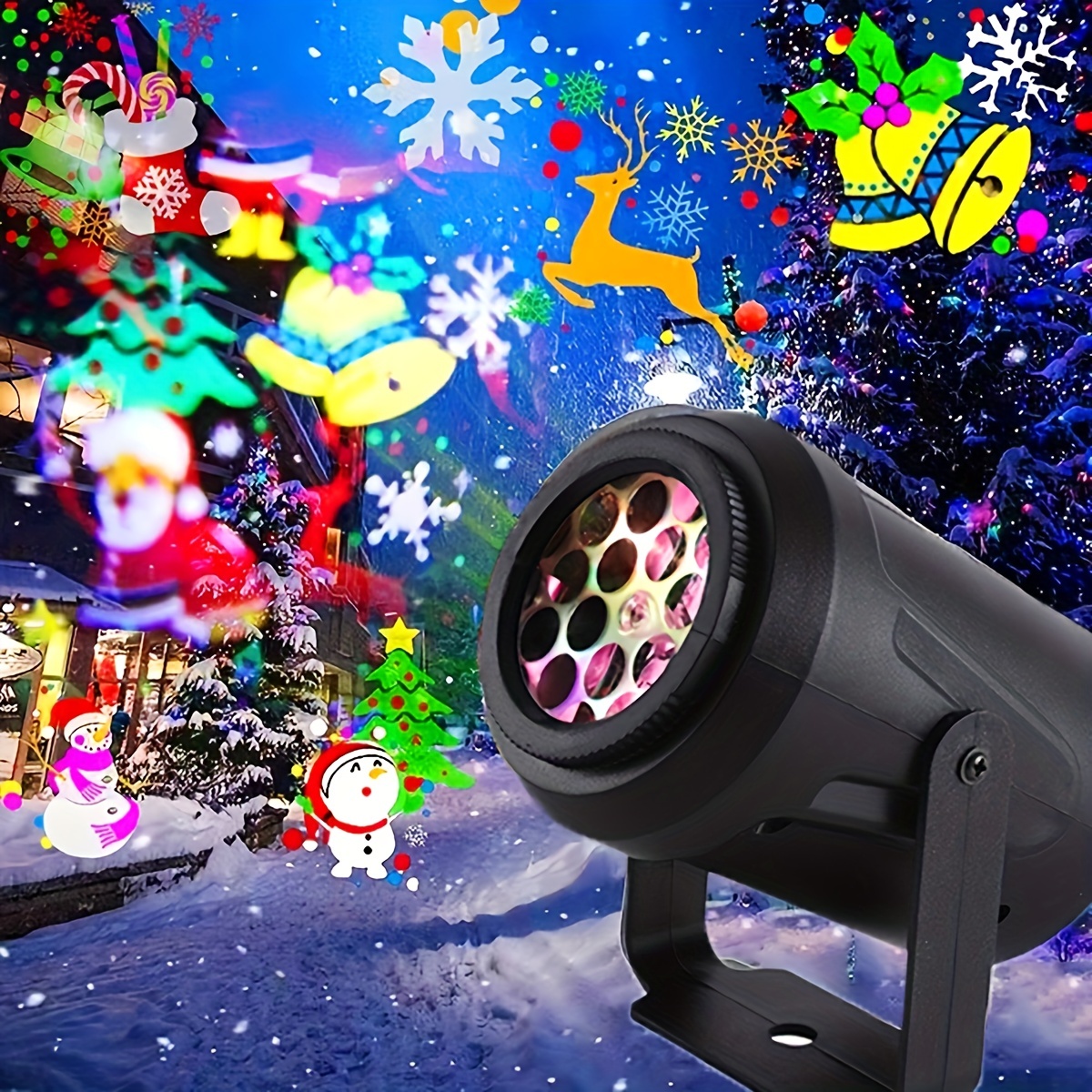 Projecteur Laser de noël flocon de neige, lumières de scène LED rotatives,  éclairage de vacances en plein air, décor de noël, 1 pièce