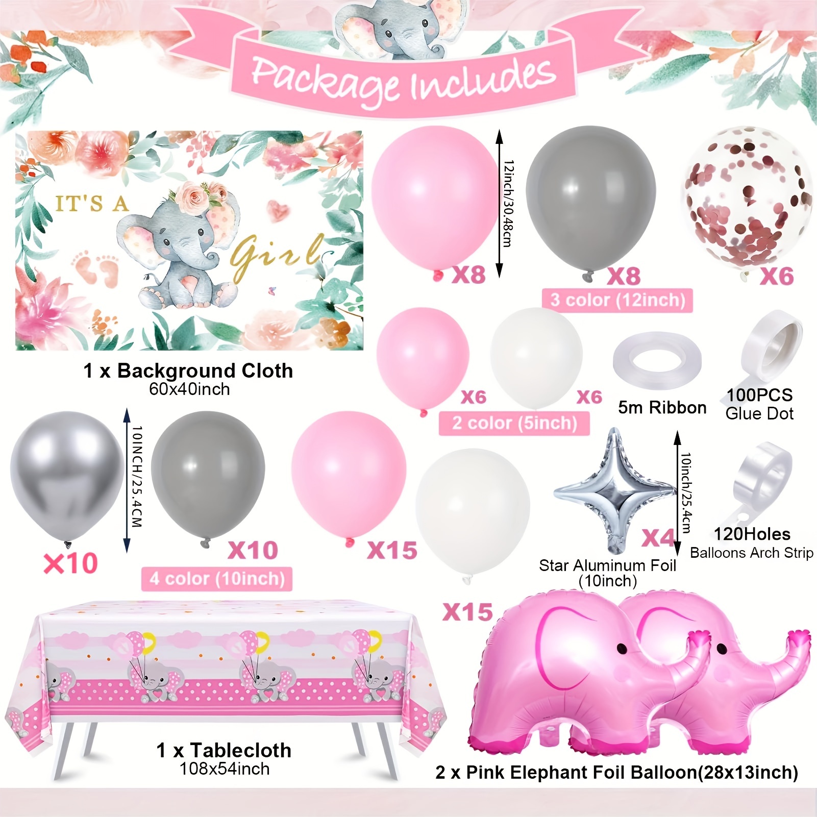 Ensemble de Ballons d'Anniversaire Bébé Fille - Rose